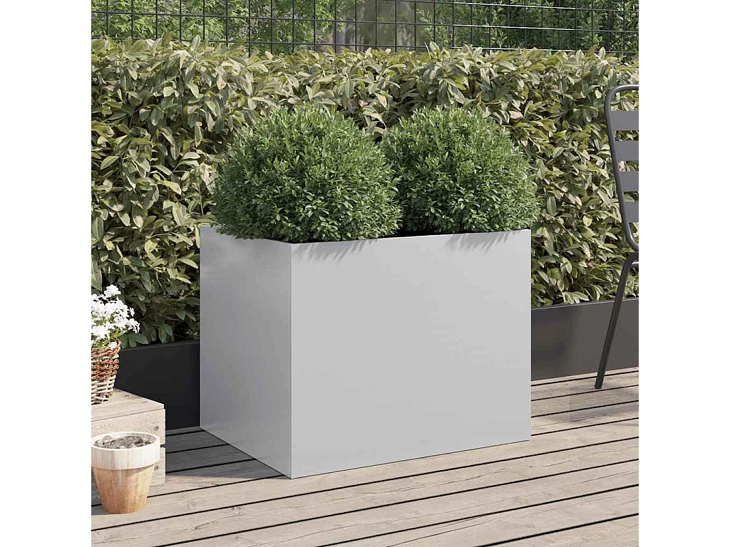 Jardinera plateada 62x47x46 cm acero galvanizado