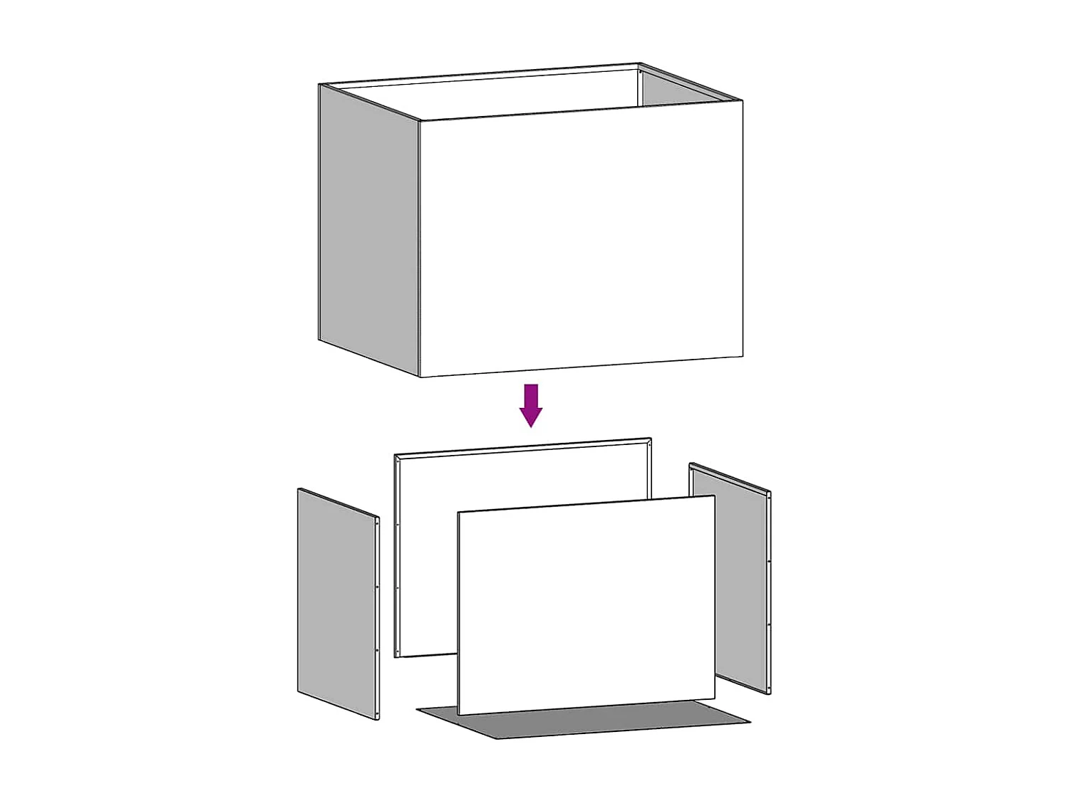 Jardinera plateada 62x47x46 cm acero galvanizado