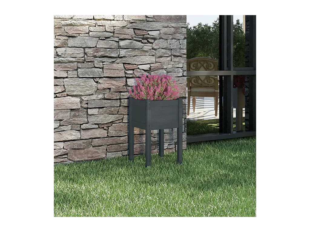 Jardinière d'extérieur Gris 40x40x70 cm Bois de pin massif