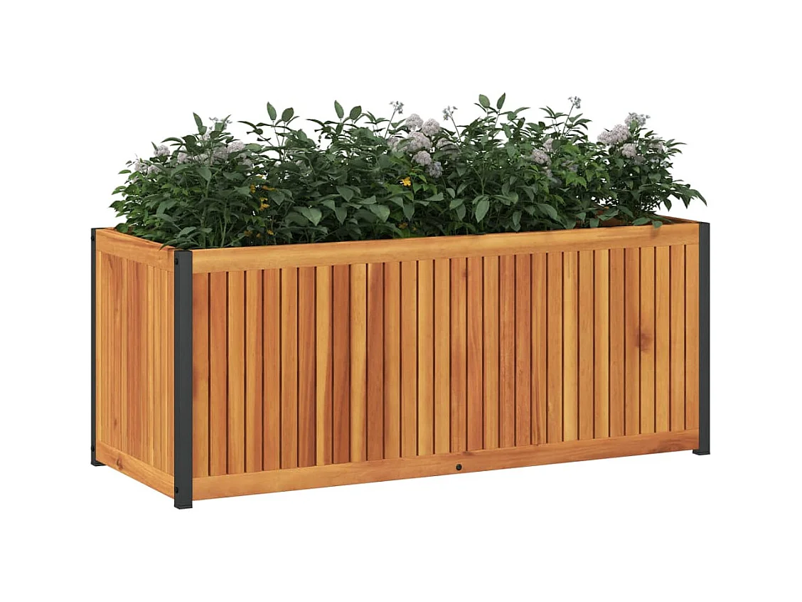 Jardinière 110x45x44 cm bois massif d'acacia et acier