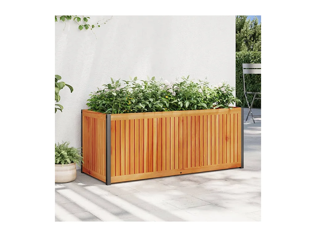 Jardinière 110x45x44 cm bois massif d'acacia et acier