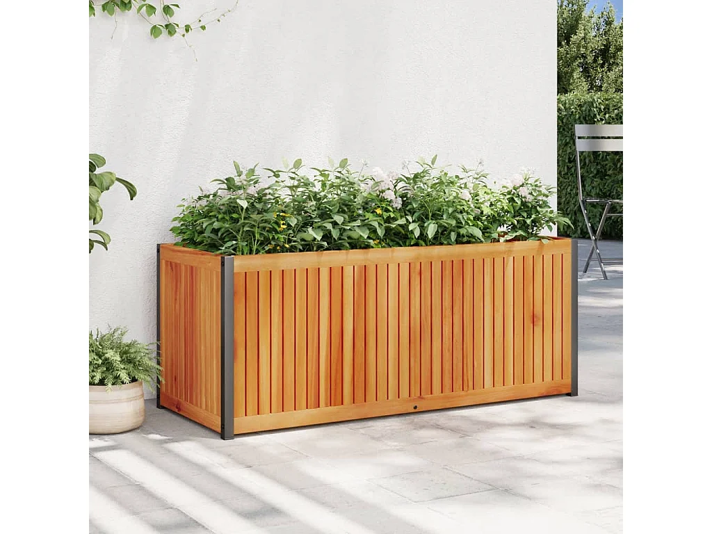 Jardinière 110x45x44 cm bois massif d'acacia et acier