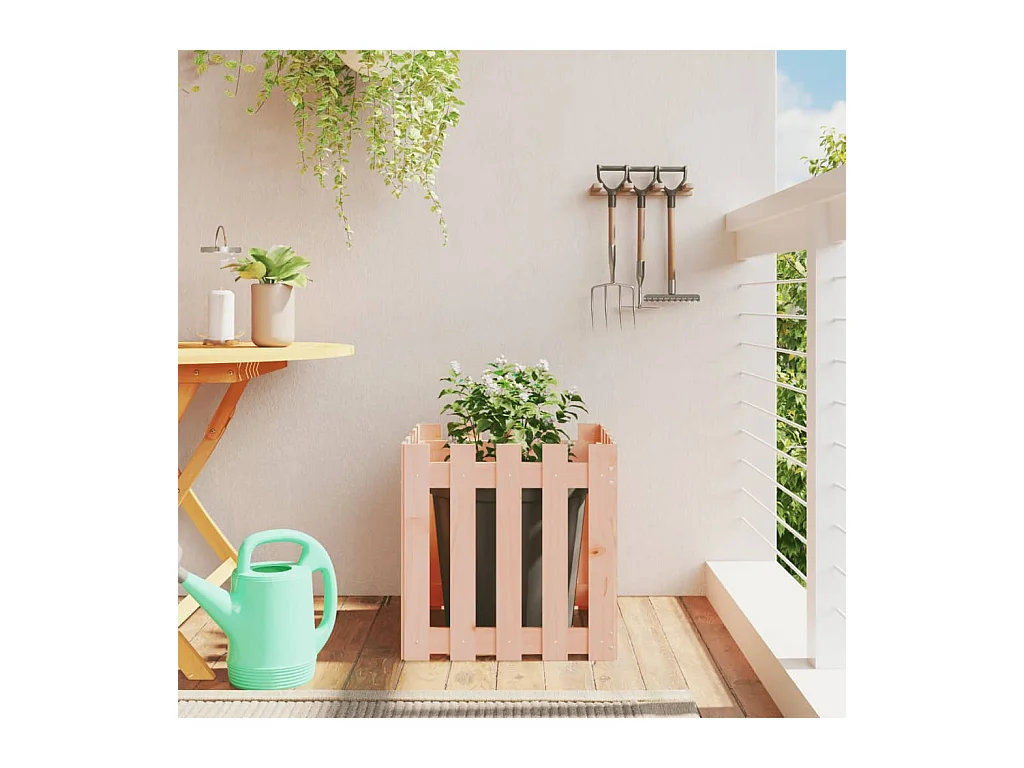 Jardinière avec design de clôture 50x50x50 cm Douglas massif