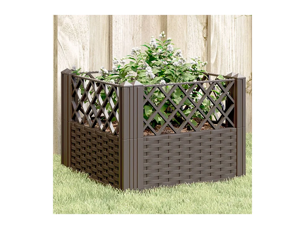 Jardinière avec piquets marron 43,5x43,5x43,5 cm PP