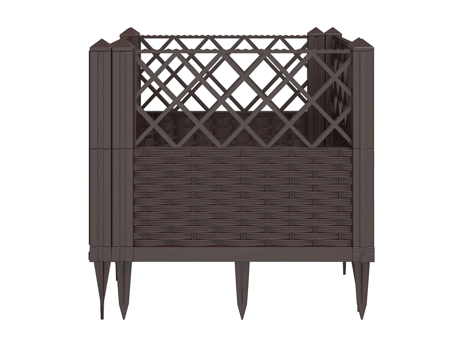 Jardinière avec piquets marron 43,5x43,5x43,5 cm PP