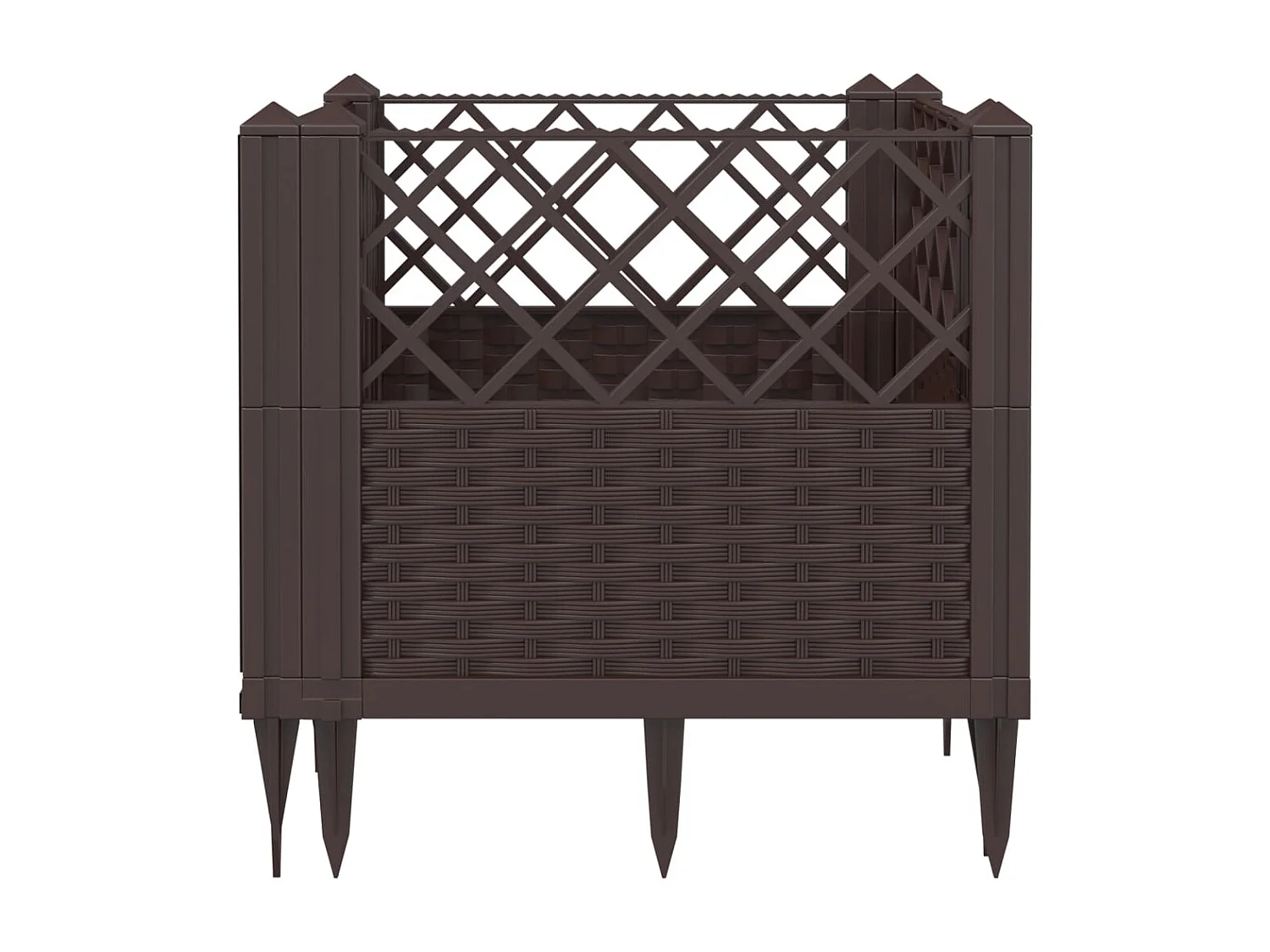 Jardinière avec piquets marron 43,5x43,5x43,5 cm PP