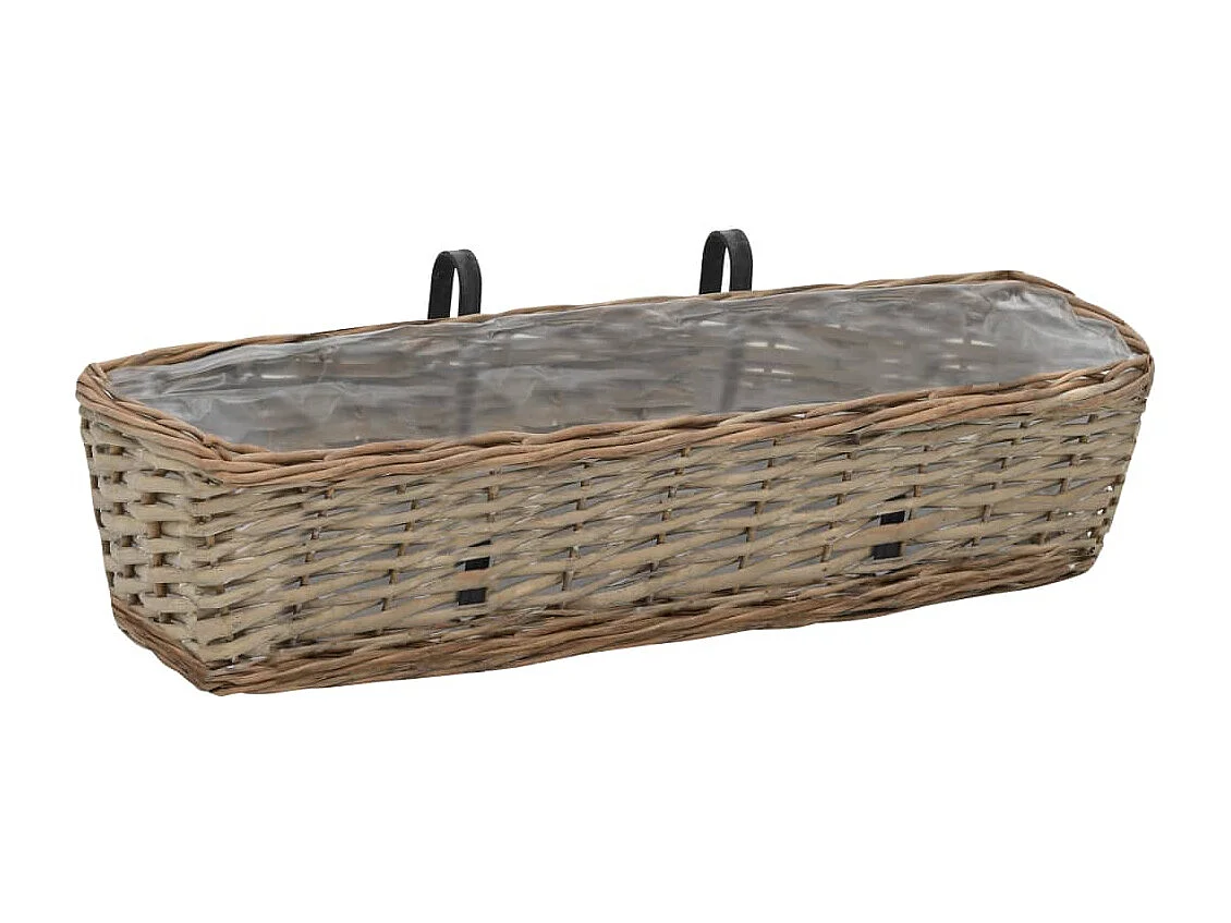 Jardinière de balcon 2 pcs Osier avec doublure en PE 60 cm