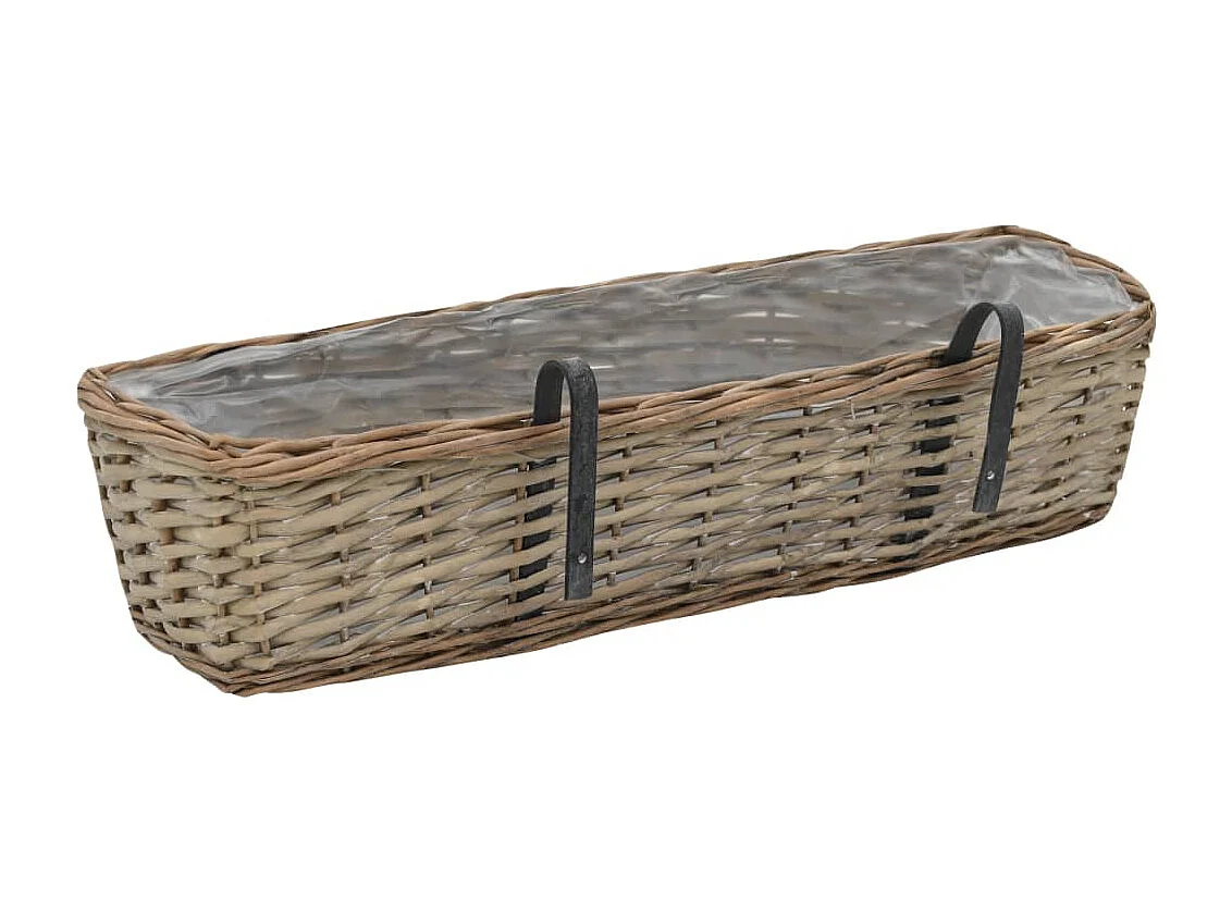 Jardinière de balcon 2 pcs Osier avec doublure en PE 60 cm