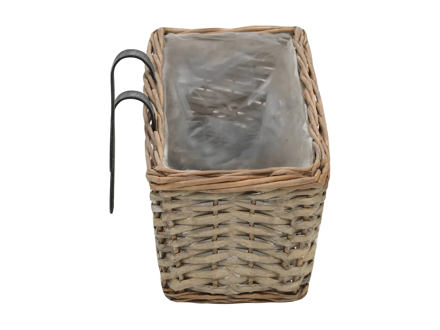 Jardinière de balcon 2 pcs Osier avec doublure en PE 60 cm