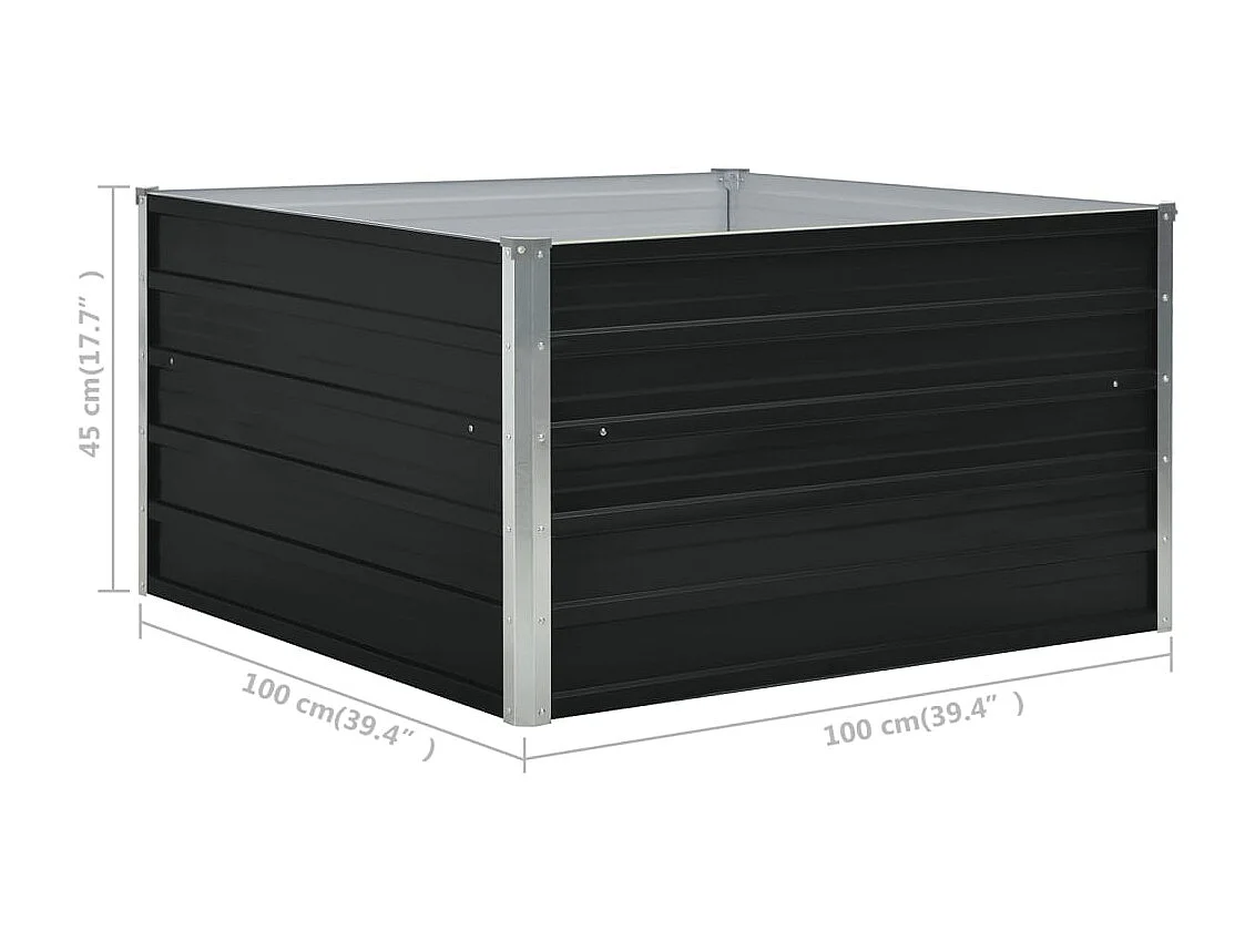 Fioriera 100 x 100 x 45 cm Acciaio zincato Antracite