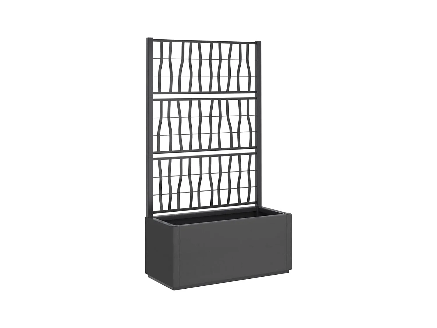 Fioriera con traliccio grigio scuro 80x36x140 cm PP