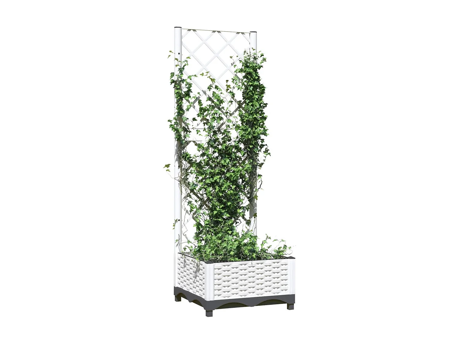 Plantenbak met trellis Wit 40x40x121,5 cm PP