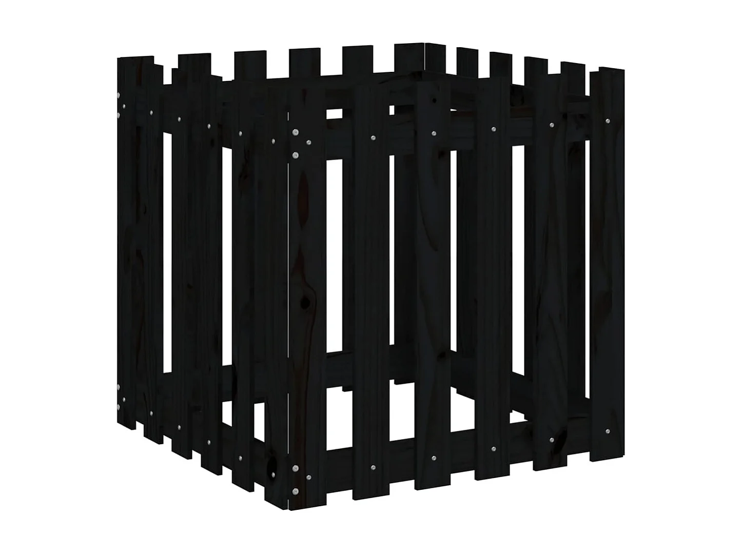 Jardinière avec design de clôture noir 60x60x60 cm pin massif