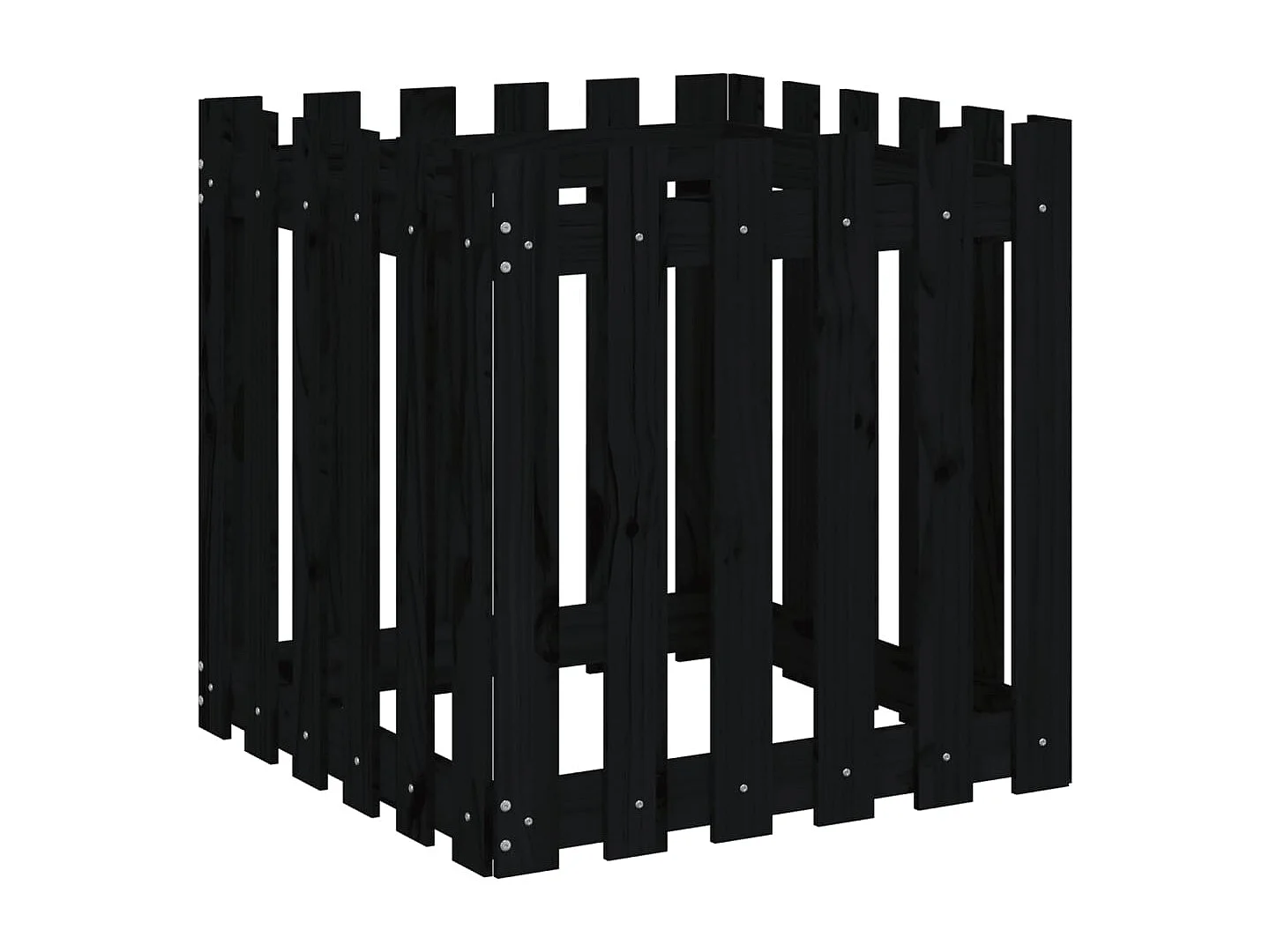 Jardinière avec design de clôture noir 60x60x60 cm pin massif