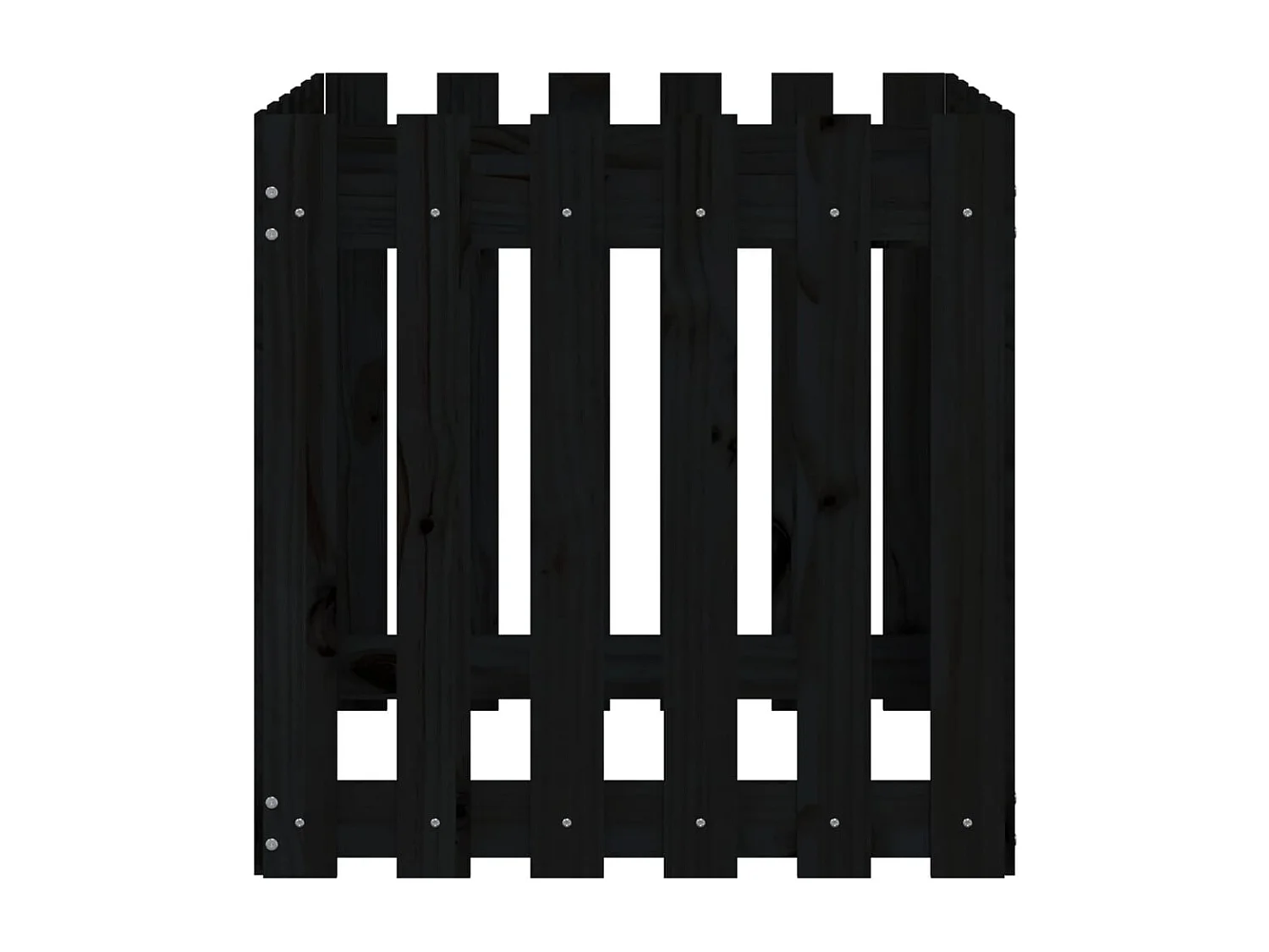 Jardinière avec design de clôture noir 60x60x60 cm pin massif