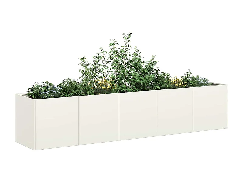 Jardinière blanc 200x40x40 cm acier laminé à froid