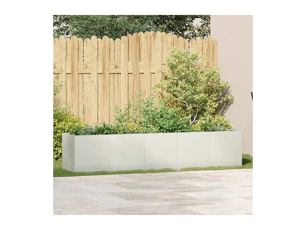 Jardinière blanc 200x40x40 cm acier laminé à froid