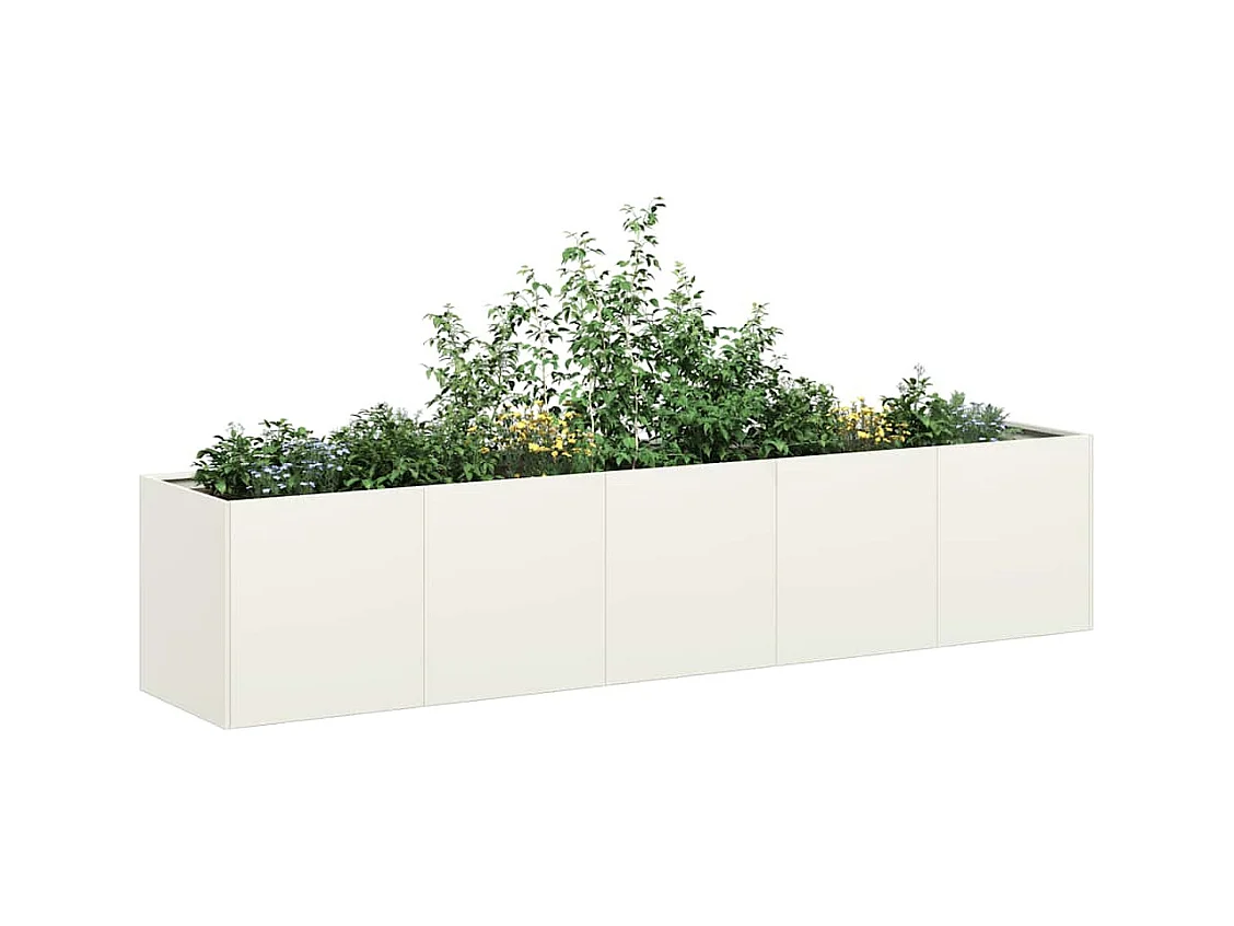 Jardinière blanc 200x40x40 cm acier laminé à froid