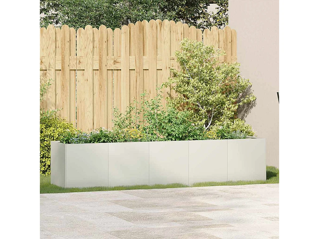 Jardinière blanc 200x40x40 cm acier laminé à froid