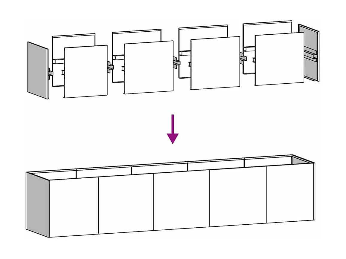 Jardinière blanc 200x40x40 cm acier laminé à froid