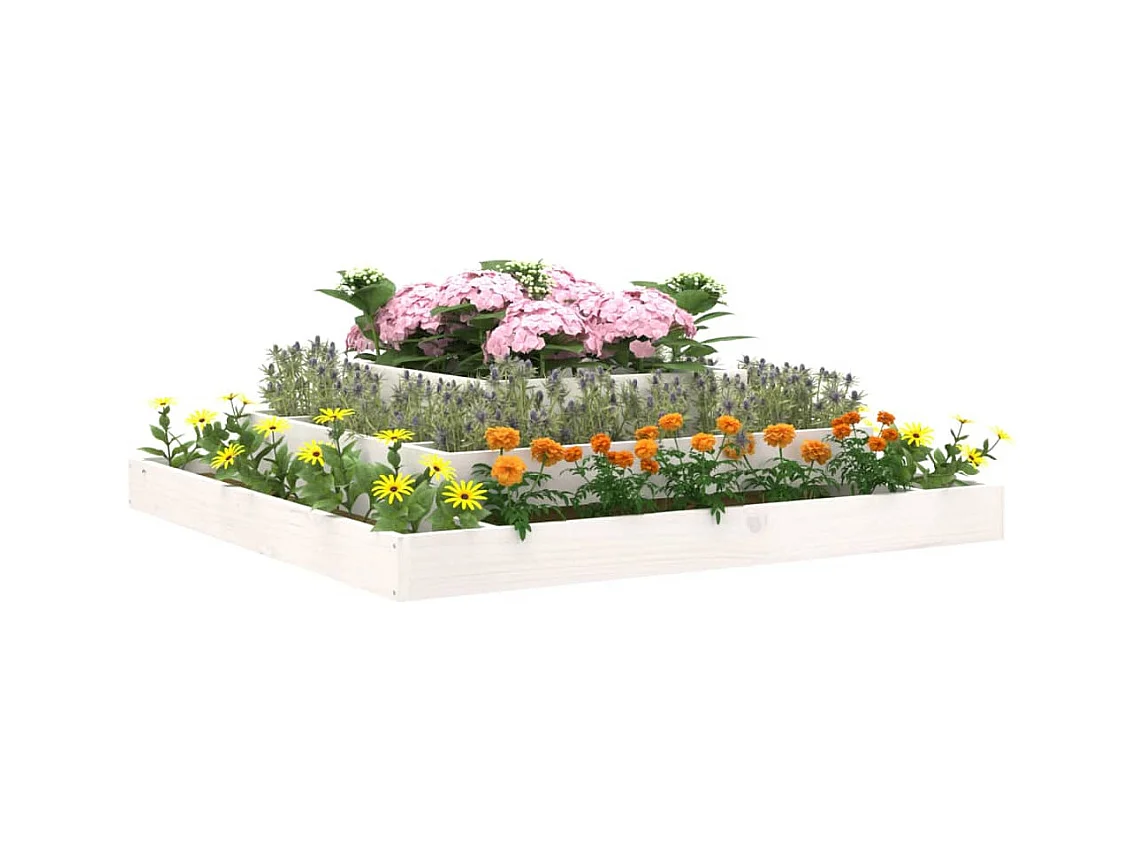 Jardinière Blanc 110x110x27 cm Bois massif de pin