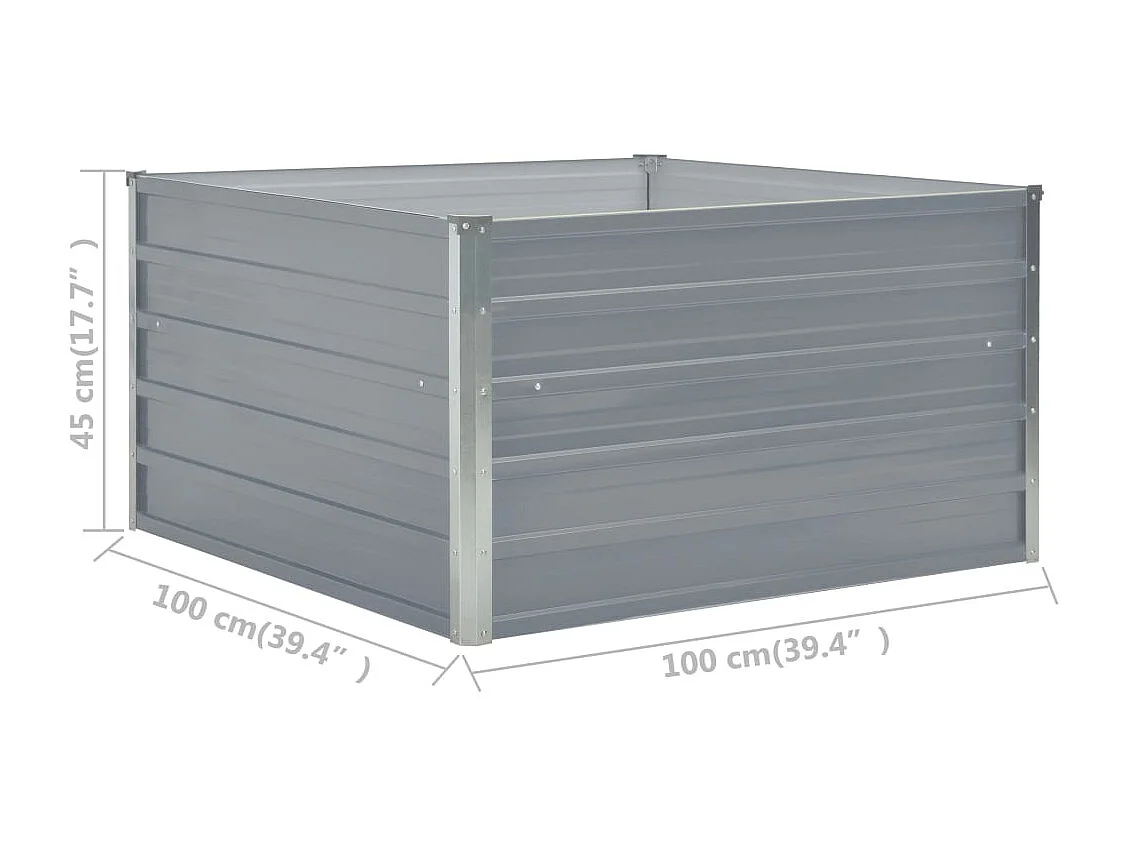 Jardinière 100 x 100 x 45 cm Acier galvanisé Gris