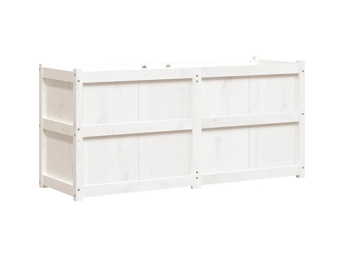 Witte plantenbak 150x50x70 cm massief grenenhout