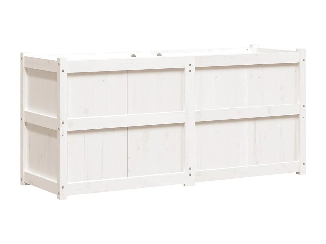 Witte plantenbak 150x50x70 cm massief grenenhout