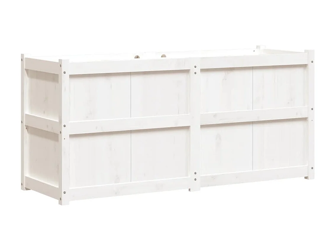 Jardinière blanc 150x50x70 cm bois de pin massif