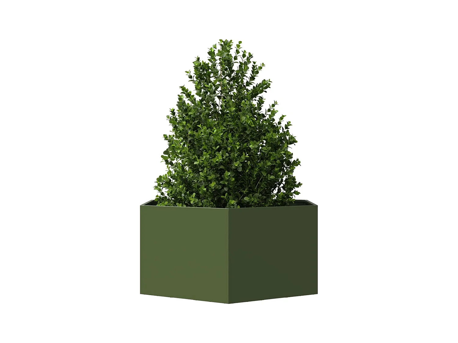 Olijfgroene zeshoekige plantenbak 104x90x45 cm staal