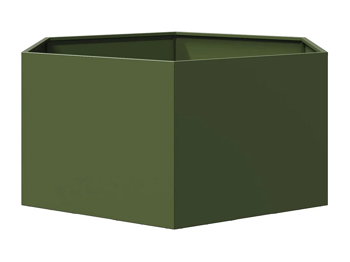 Fioriera esagonale verde oliva 104x90x45 cm in acciaio