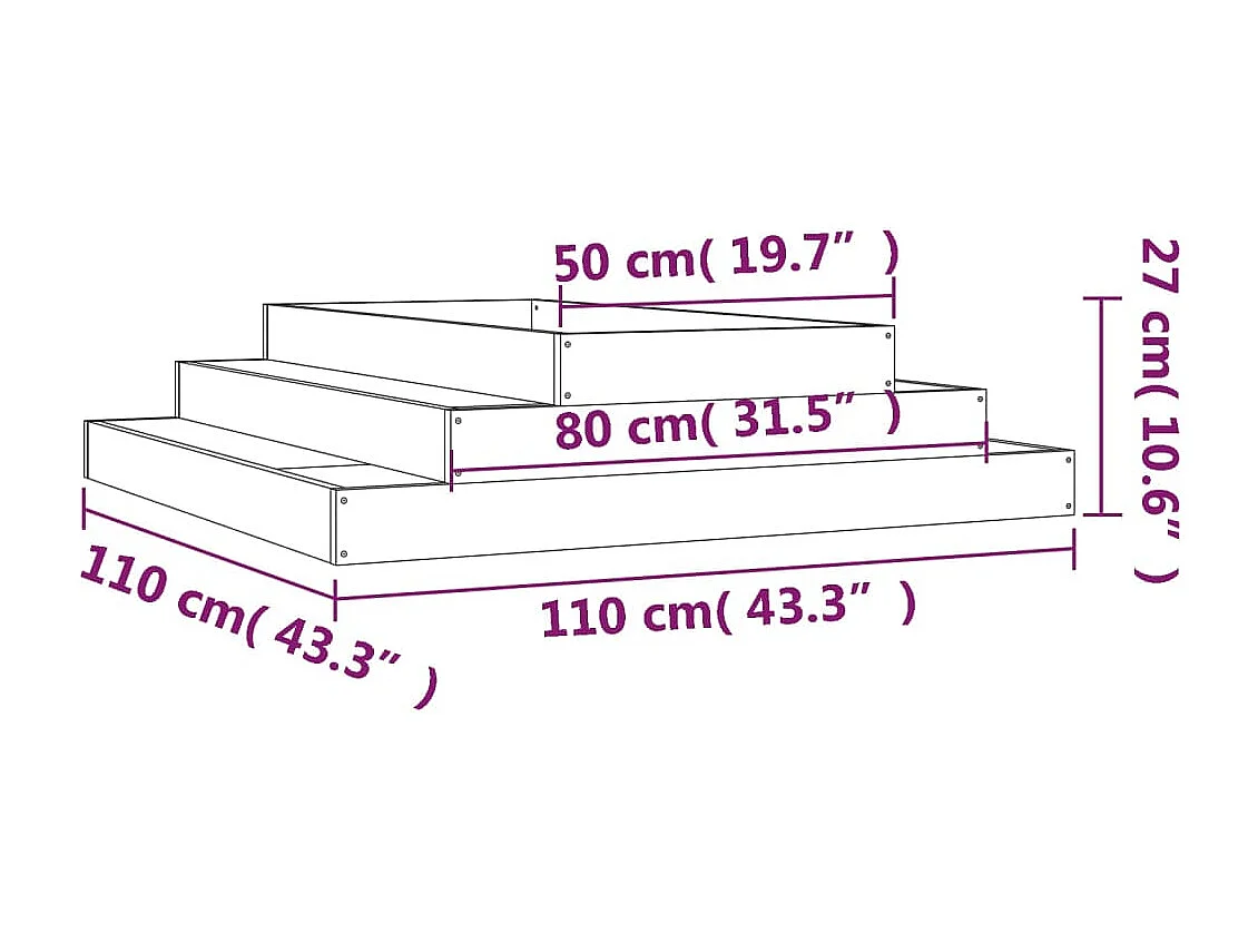 Jardinière 110x110x27 cm Bois de douglas massif