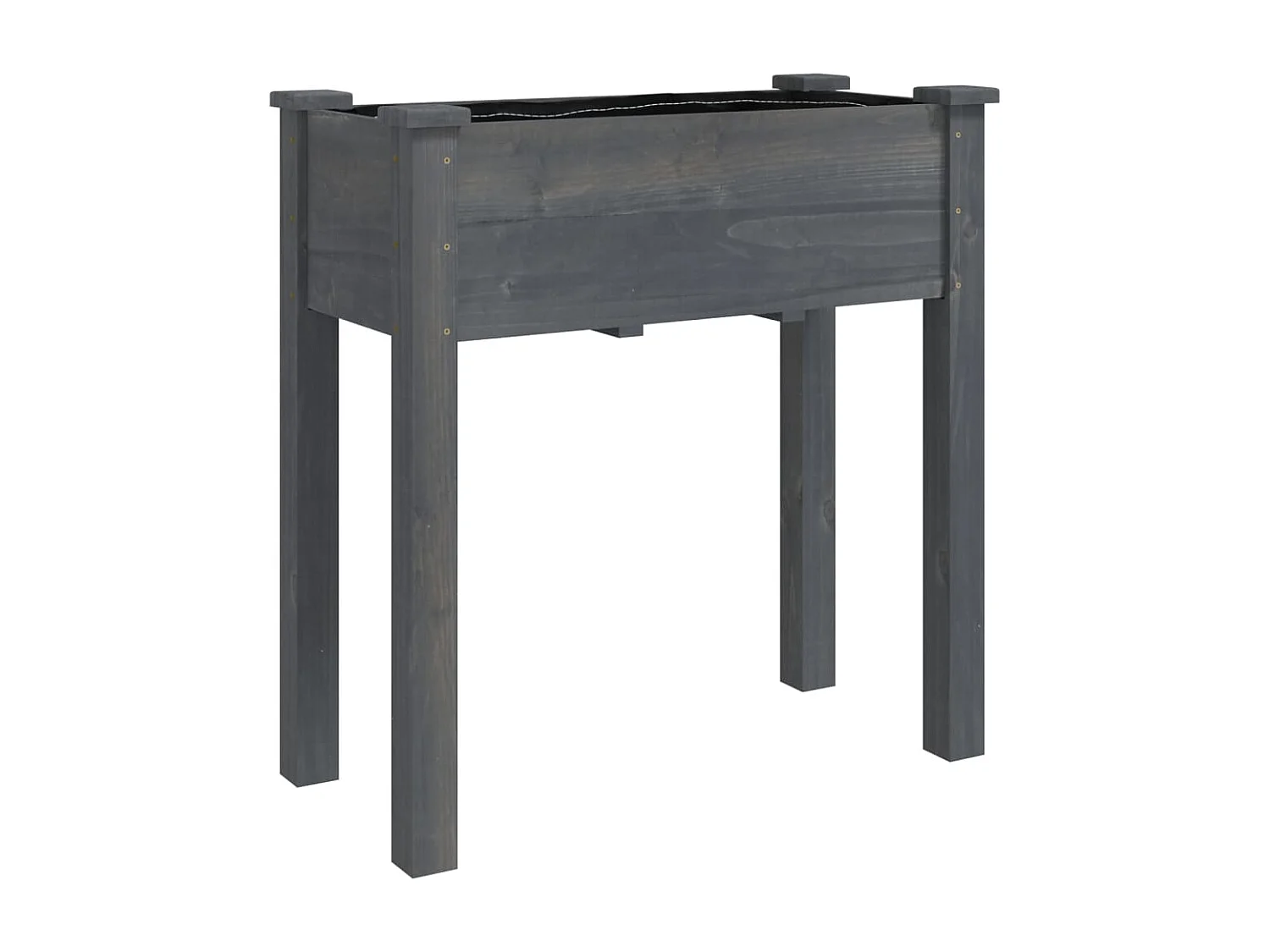 Jardinière avec doublure gris 71x37x76 cm bois massif de sapin