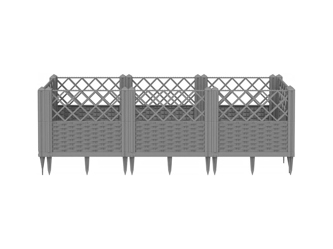 Bloembak met palen lichtgrijs 123,5x43,5x43,5 cm PP