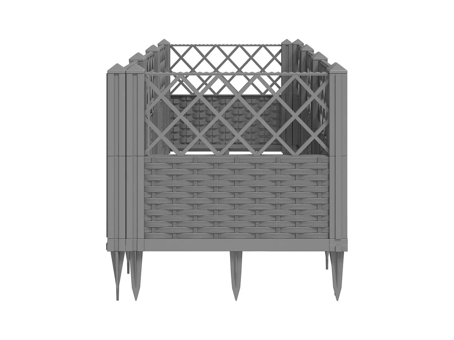 Bloembak met palen lichtgrijs 123,5x43,5x43,5 cm PP