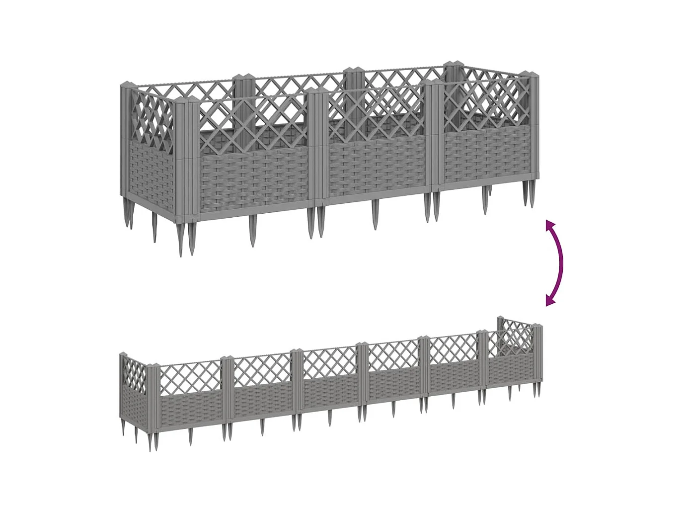 Bloembak met palen lichtgrijs 123,5x43,5x43,5 cm PP