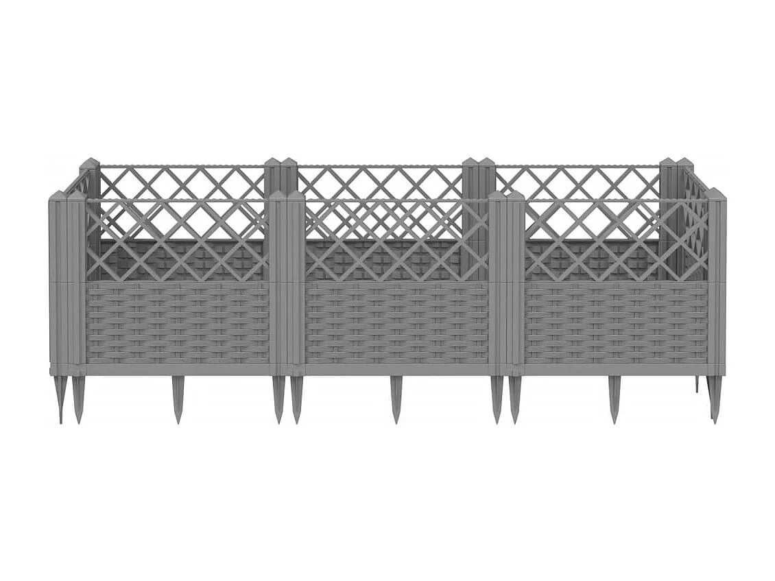 Jardinière avec piquets gris clair 123,5x43,5x43,5 cm PP