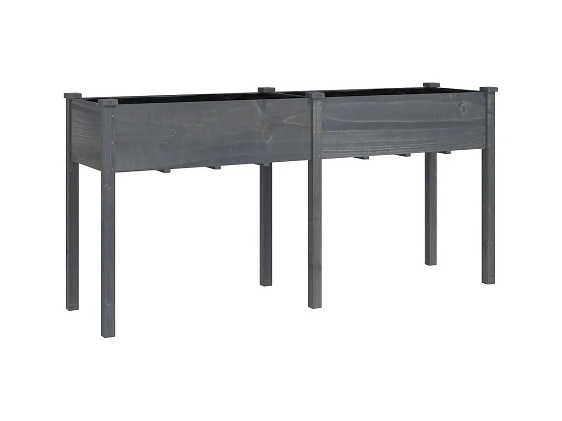 Jardinière avec doublure gris 161x45x76 cm bois massif de sapin