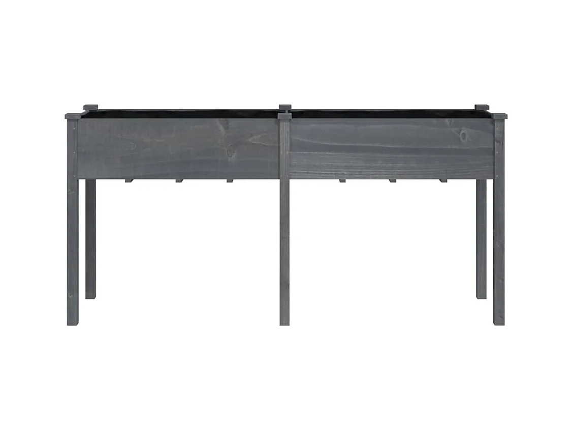 Jardinière avec doublure gris 161x45x76 cm bois massif de sapin