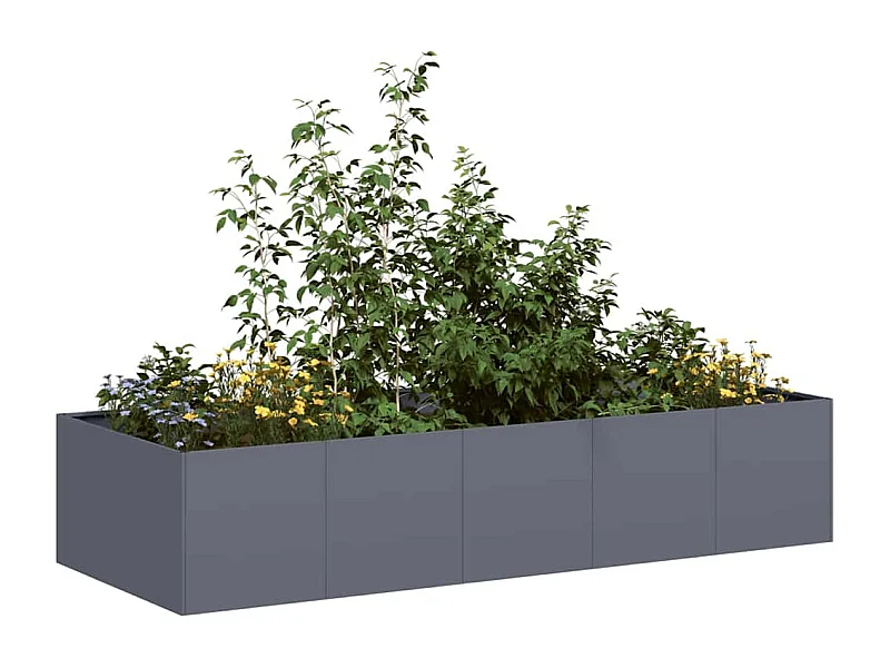 Jardinière anthracite 200x80x40 cm acier