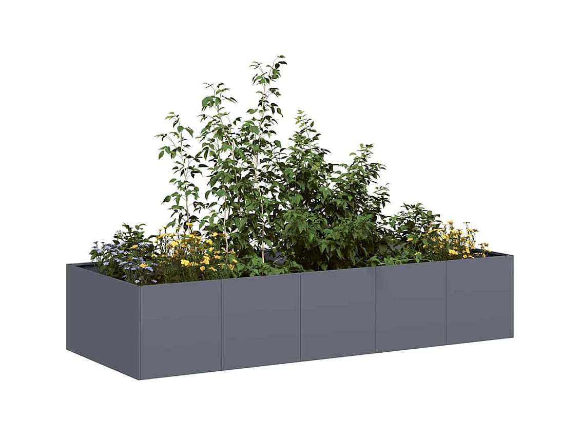 Jardinière anthracite 200x80x40 cm acier