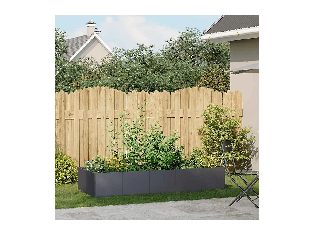 Jardinière anthracite 200x80x40 cm acier