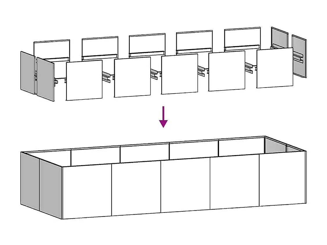 Jardinière anthracite 200x80x40 cm acier