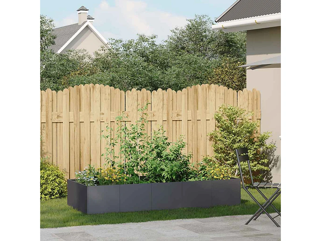 Jardinière anthracite 200x80x40 cm acier