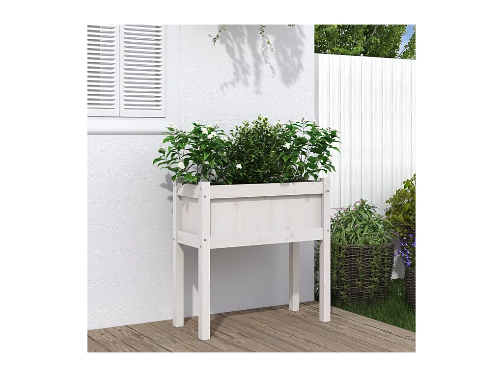 Jardinières avec pieds blanc 70x31x70 cm bois de pin massif