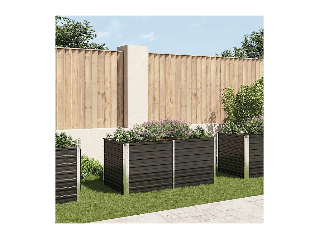 Jardinière surélevée Anthracite 160x80x77 cm Acier galvanisé