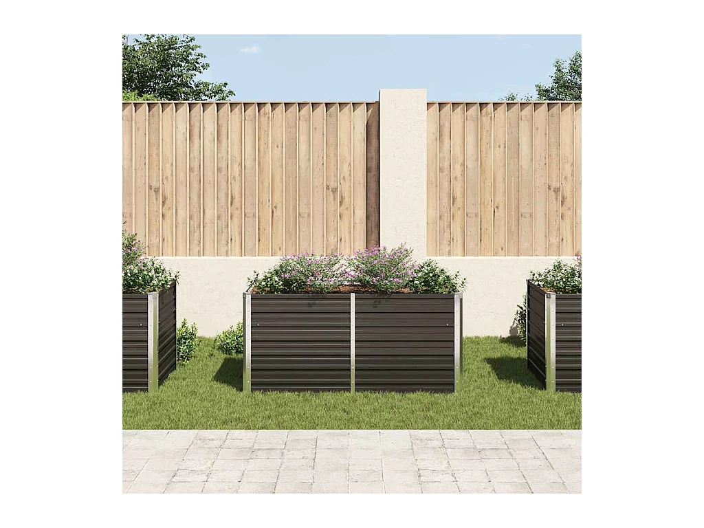 Jardinière surélevée Anthracite 160x80x77 cm Acier galvanisé