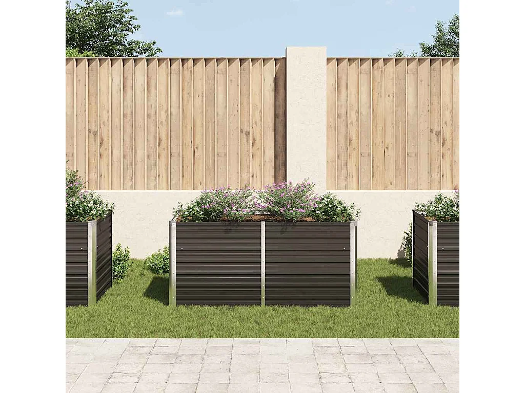 Jardinière surélevée Anthracite 160x80x77 cm Acier galvanisé