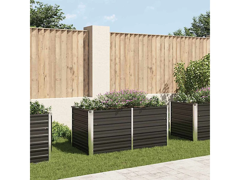 Verhoogde plantenbak Antraciet 160x80x77 cm Gegalvaniseerd staal