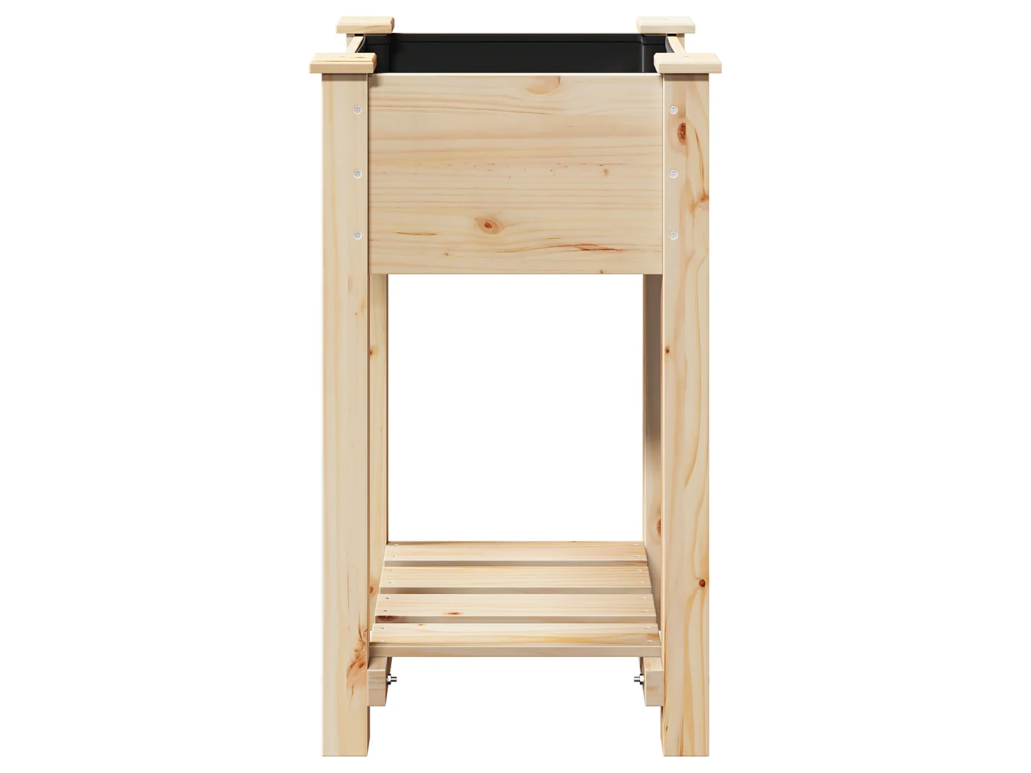 Jardinière avec étagère 45x45x76 cm en bois massif de sapin